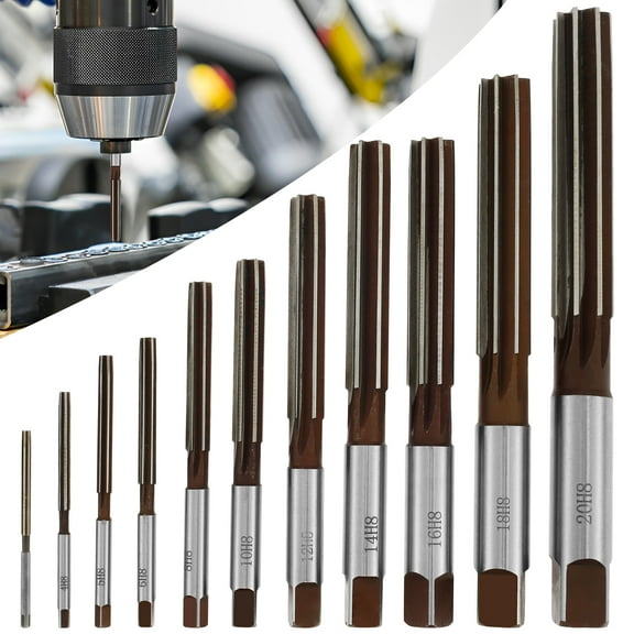 11Pcs Hand Reamer Set Alloy Steel Reamer Tool H8 Accuracy Straight Shank Milling Cutter Tool Hand Milling Cutter Tool Reusable Hand Reamer for Metal Wood Hole Reaming