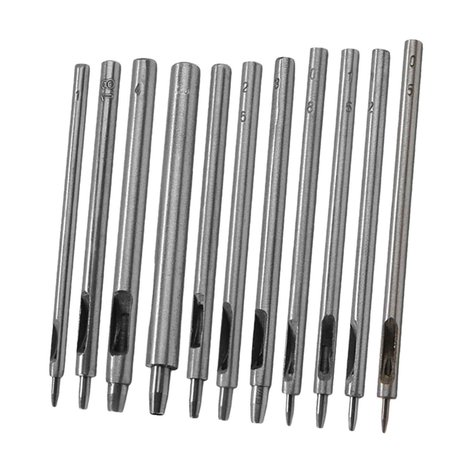 11Pcs Hollow Leather Hole Puncher 0.5mm-4.0mm Metal Round Hole Punching Tool With Ergonomic Handle For Leather Working