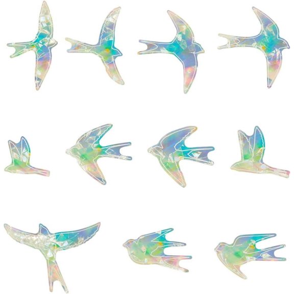 11Pcs Large Swallow Window Stickers Anti Collision Rainbow Window Decals Static Birds Suncatchers Crash Proof Window Clings for Save Bird Strikes Glass Alert Home Window Decor Clear AB