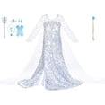 thumbnail image 1 of 11Pcs Luxury Princess Dress Costumes with Shining Long Cape Girls Birthday Party White, 1 of 8
