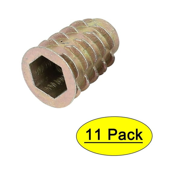 11Pcs M10x25mm Zinc Plated Hex Socket Screw in Thread Insert Nut for Wood
