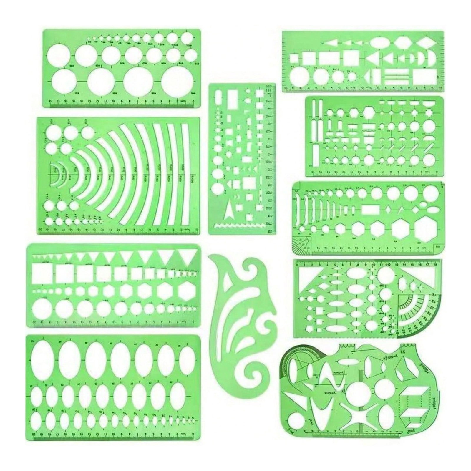 Stensil Ruler 11Pcs Multifunctional Geometric Stencils Ruler Set for Quilting Drawing ...