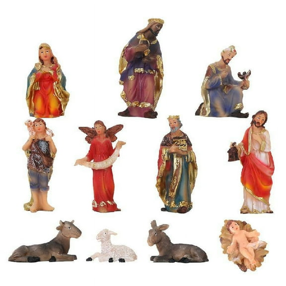 11Pcs Nativity Scene Figurine Set Christmas Baby Jesus Religious Manger Statues