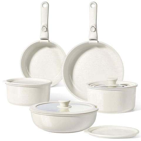 GIPP 11 Pcs Ceramic Nonstick Cookware Sets,Pots and Pans Set Non Stick with Removable Handle, Oven Dishwashers Safe,Kitchen Cooking Set