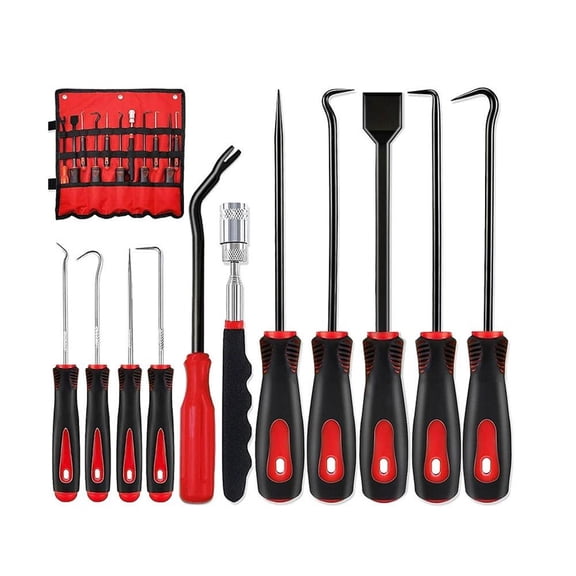 11Pcs Precision Hook and Picker Set with Scraper, Telescopic Magnetic Pickup Tool for Automotive Oil Seal and O-Ring Removal, Hose and Gasket Remover Kit
