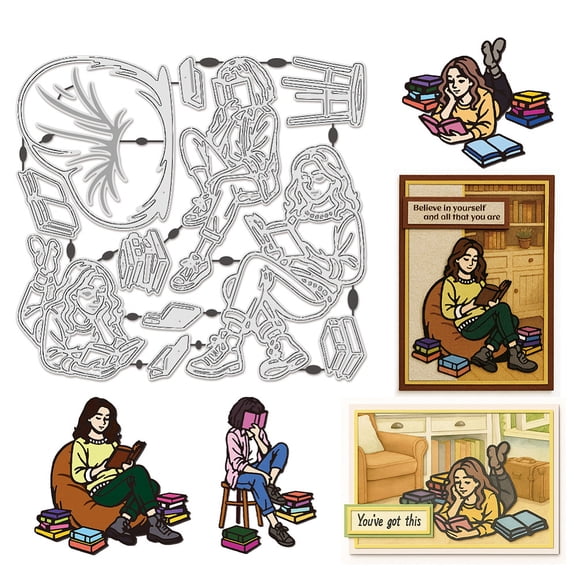 11Pcs Reading People Cutting Dies