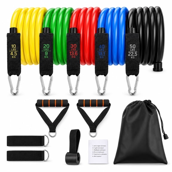 Celectigo 5 Levels Resistance Bands, Workout Bands with Handles and Door Anchor for Strength, Slim, Yoga, Home Gym Equipment