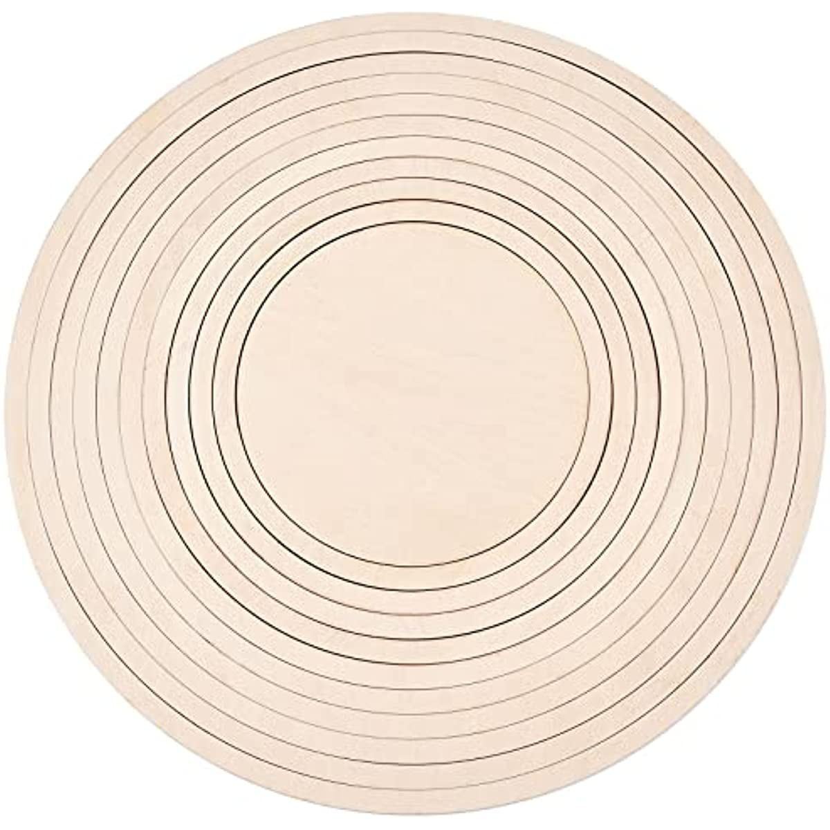 11Pcs Round Pottery Tools Wooden Concentric Geometric Figure Rail Set for DIY Ceramic Cutting and Printing Blank Modeling Mud Plate Forming 13.8" Diameter