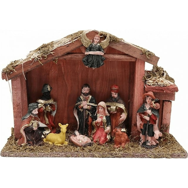 11Pcs Set Christmas Crib set Christmas Figurines Tabletop Scenes