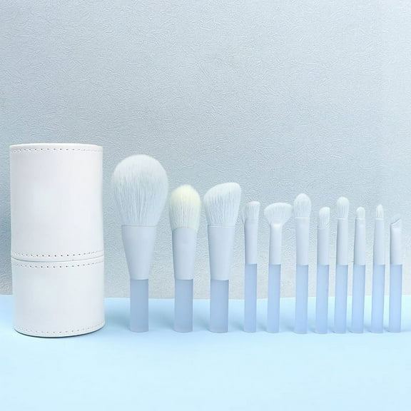 11Pcs/Set Mini Makeup Brush Set Complete Portable Mini Travel Set Blush Brush Loose Powder Eyeshadow Brush Soft Hair Ice Cold Handle Makeup Brush Set