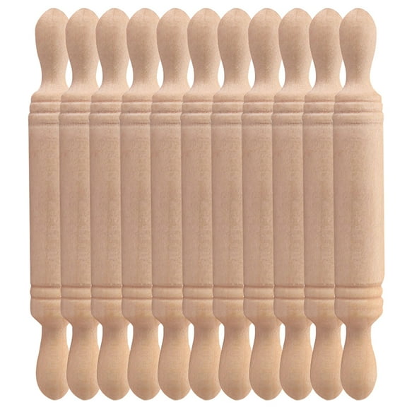 OUNONA Wooden Mini Rolling Pin Set for Kids Craft and Baking, 11 Pieces, Khaki Toy for Home Use
