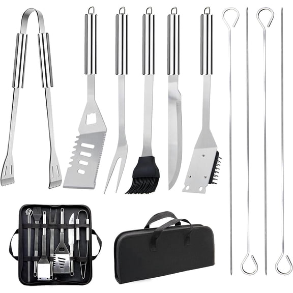 11Pcs Stainless Steel BBQ Grill Accessories Set Portable Practical Utensils Kit with Storage Bag Outdoor Cooking Camping Backyard Essentials
