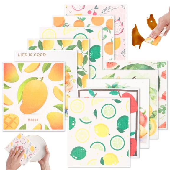 11Pcs Swedish Dishcloth for Reusable Kitchen Dish Towel Washable Swedish Dish Towel Non Scratch Absorbent Cleaning Cloth for Kitchen