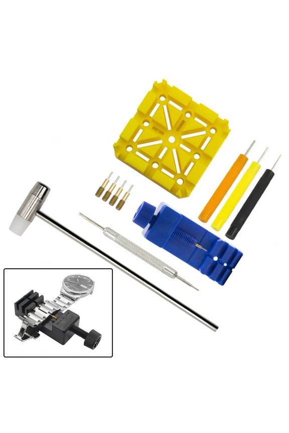 11Pcs Watch Repair Tool Set Watch Link Band Slit Strap Bracelet Chain Pin Remover Adjuster Tool Kit For Watch Band Adjust Links Blue Fangkenuo
