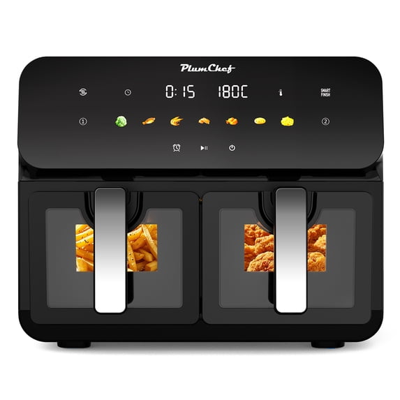 11QT Dual Air Fryer, Double Basket Air Fryer with 2×5QT Baskets, Digital Touchscreen Control, Easy-View Window, SyncCook Function, Cook 2 Dishes at Once for Family of 4-6, 1700W