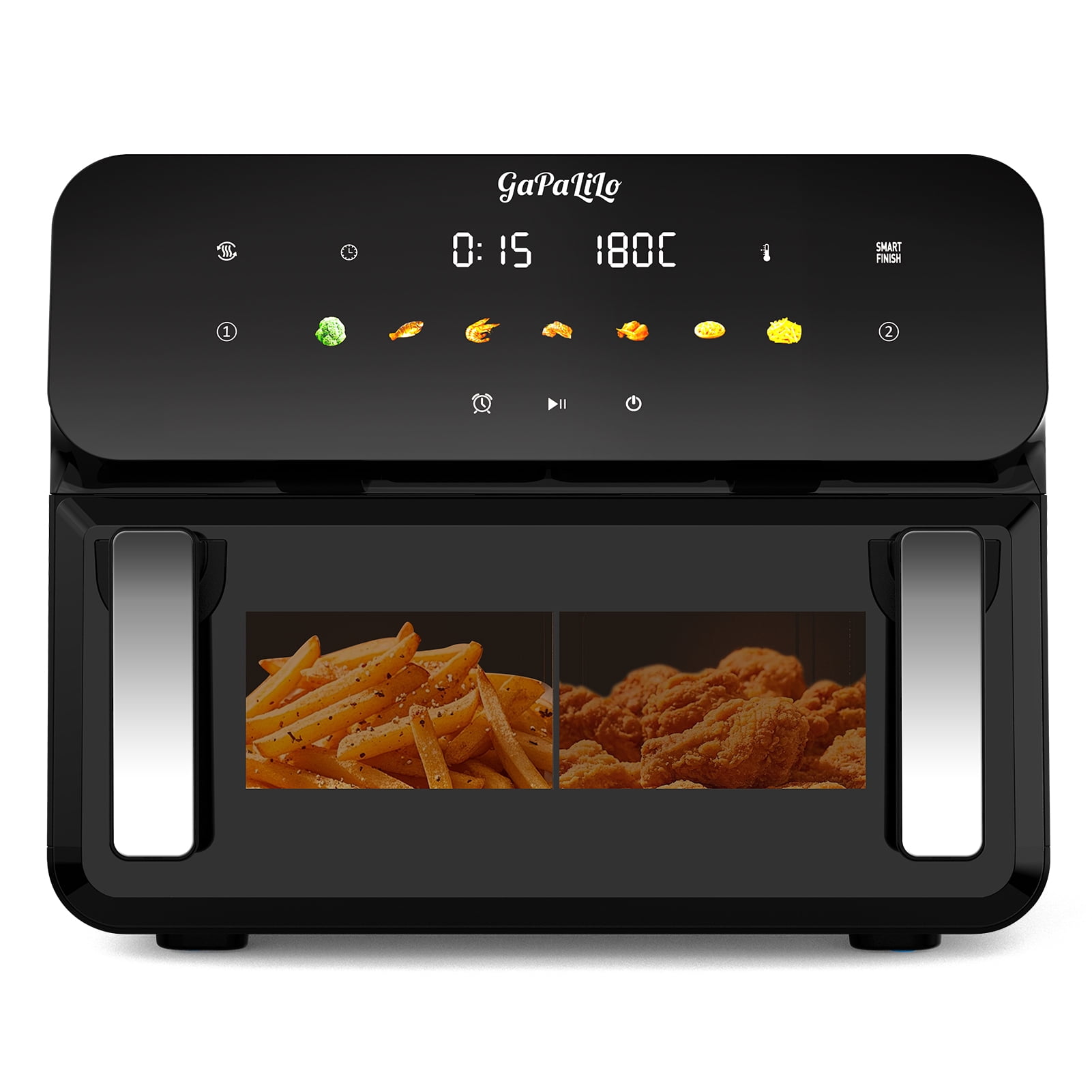 11QT Large Air Fryer, 1700W Touchscreen Air Fryer with Easy-View Window & LED Light, Digital Oven with Presets, Non-Stick & Dishwasher Safe, Perfect for 4-6 Family Meals, Black