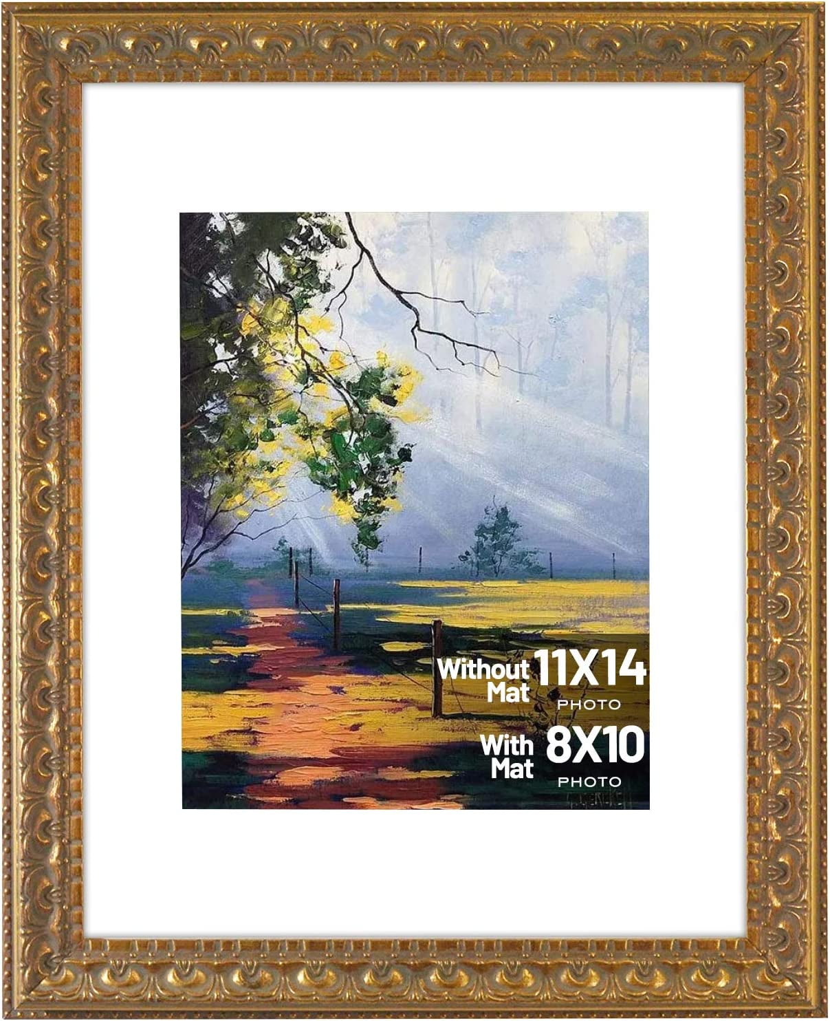 11X14 Photo Frame With Mat For Pictures 8X10 And Real Glass (Bronze