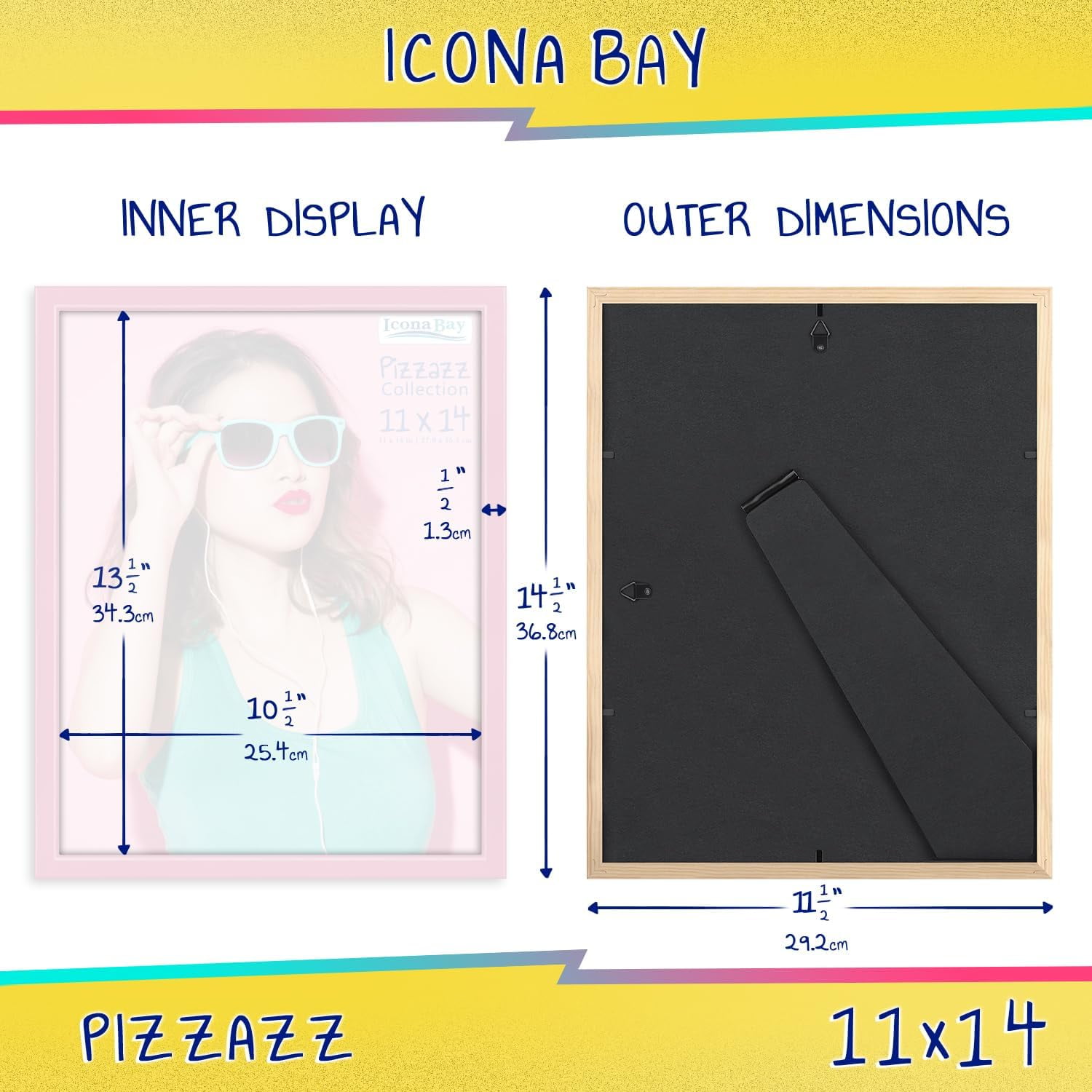 11X14 Picture Frame, Pastel Pink Solid Wood Scandinavian Style Frame