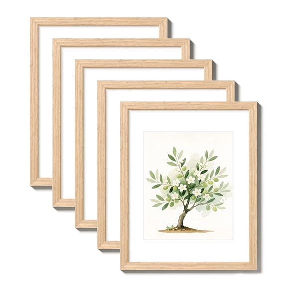 DQQKMM 11X14 Picture Frame for Wall Display,Natural Solid Wooden Picture Frames,Display 8x10 with Mat or 11x14 Without Mat,Wall Gallery Photo Frames for Vertical or Horizontal,Classic Collection
