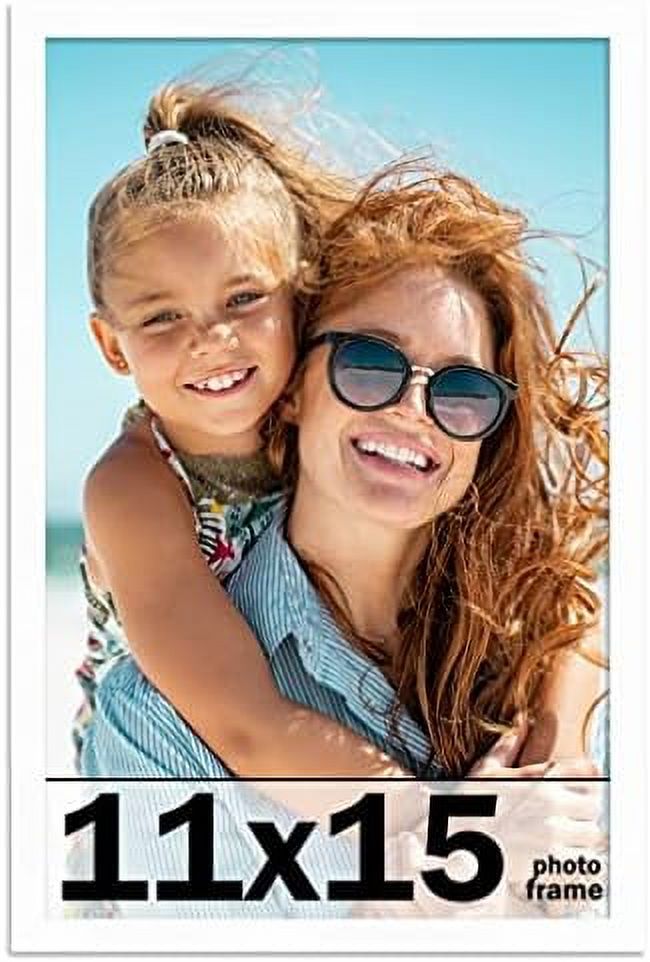 11X15 Frame White Solid Wood Picture Frame Includes UV Shatter Guard