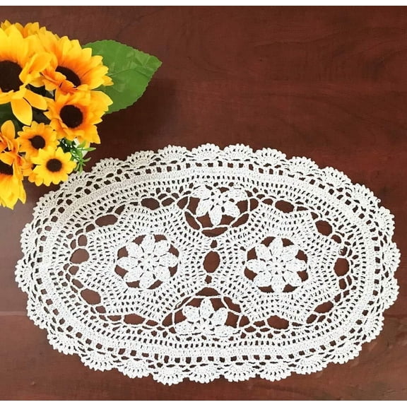 11X19 Inch 100% Cotton Handmade Lace Crochet Oval Table mats Placemats Doily Doilies