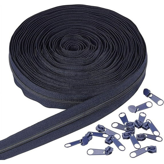 11Yard Nylon Zippers #5 Sewing Coil Zippers with 20PCS Alloy Zipper Puller for Tailor Sewing Crafts