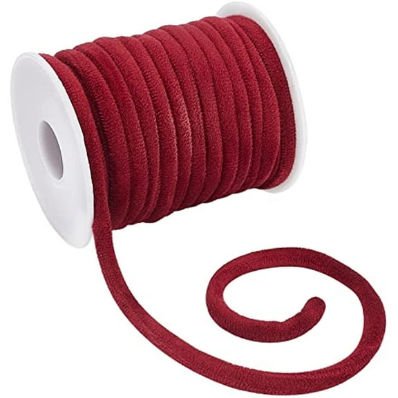 11Yards 8mm Red Velvet Cord String Soft Velvet Ribbon Velvet Round Choker Cord Velvet Craft Thread Cord Trim with Spool for Jewelry Making Sewing Accessories Christmas Decoration
