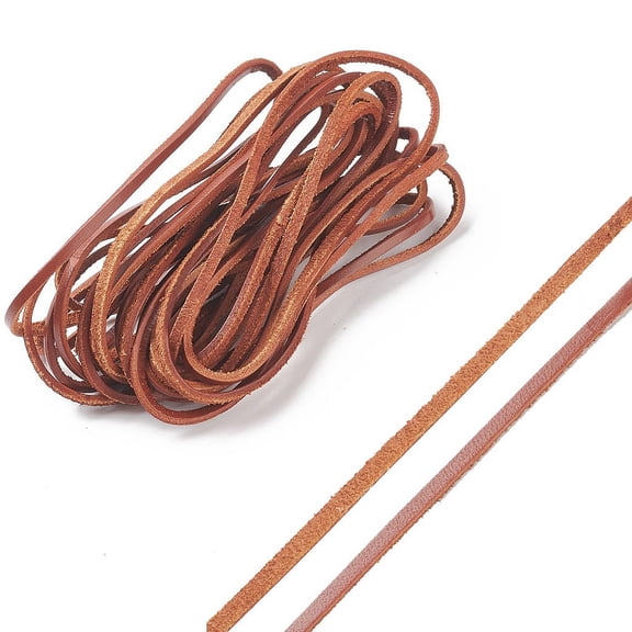 11Yds 3mm Flat Genuine Leather Cord String 2mm Thick Natural Leather Craft Lace Strips Full Grain Cowhide Braiding Cord Roll (Saddle Brown)