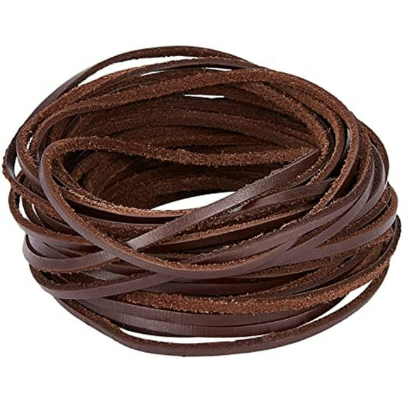 11Yds 3mm Flat Genuine Leather Cord String Natural Leather Craft Lace Strips Full Grain Cowhide Braiding String Roll