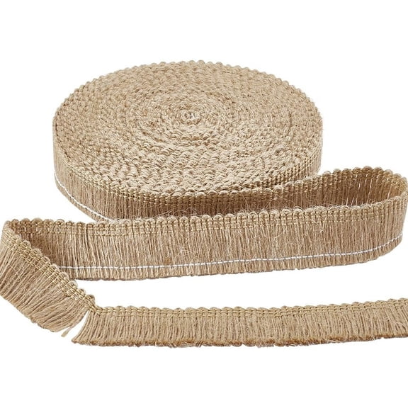 11Yds Burlap Fringe Tassel Trim 1" Width Chainette Jute Lace Ribbon Decorative Handmade Fringe Edge Trimming Lampshade Curtain Christmas Home Decor Latin Wedding Dress DIY Crafts Mixed Color