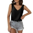 thumbnail image 1 of Tank Tops For Women V Neck Silk Summer Satin Sleeveless Blouse Basic Camisole Shirts, 1 of 6