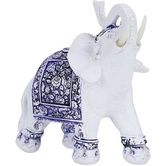 11cm/4.3in Elephant Figurines Model Household Resin Animal Figurine Simulation Cute Animal Statue Home Decoration Ornament for Home Decor, Table Living Room, Bedroom, Office(Blue Medium)