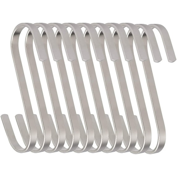 11cm S-Hooks Large Flat S-Hooks Stainless Steel Hanging Hook for Kitchen Utensils, Towels, Clothes, Plants, Gardening Tools 10 Pieces