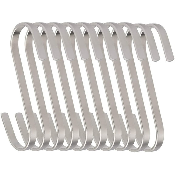 11cm S-Hooks Large Flat S-Hooks Stainless Steel Hanging Hook for Kitchen Utensils, Towels, Clothes, Plants, Gardening Tools 10 Pieces