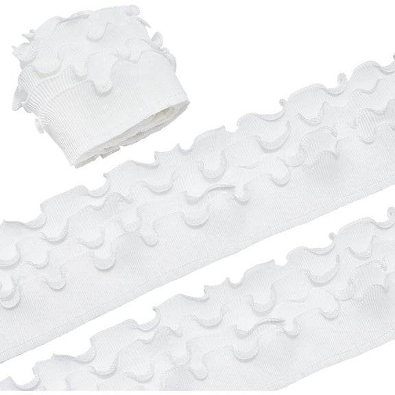 11cm Wide 4-Layer Elastic Pleated Chiffon Lace White Ruffle Trim Gathered Ribbon Edging Trimming Fabric