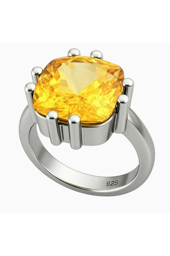 Cushion Cut Natural No Heat Citrine Ring, 11ct