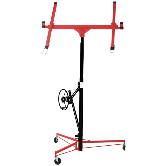 11ft Drywall Panel Hoist Jack Lifter for Ceiling and Wall Installation, 150lbs Load Capacity, Red+Black Steel Construction