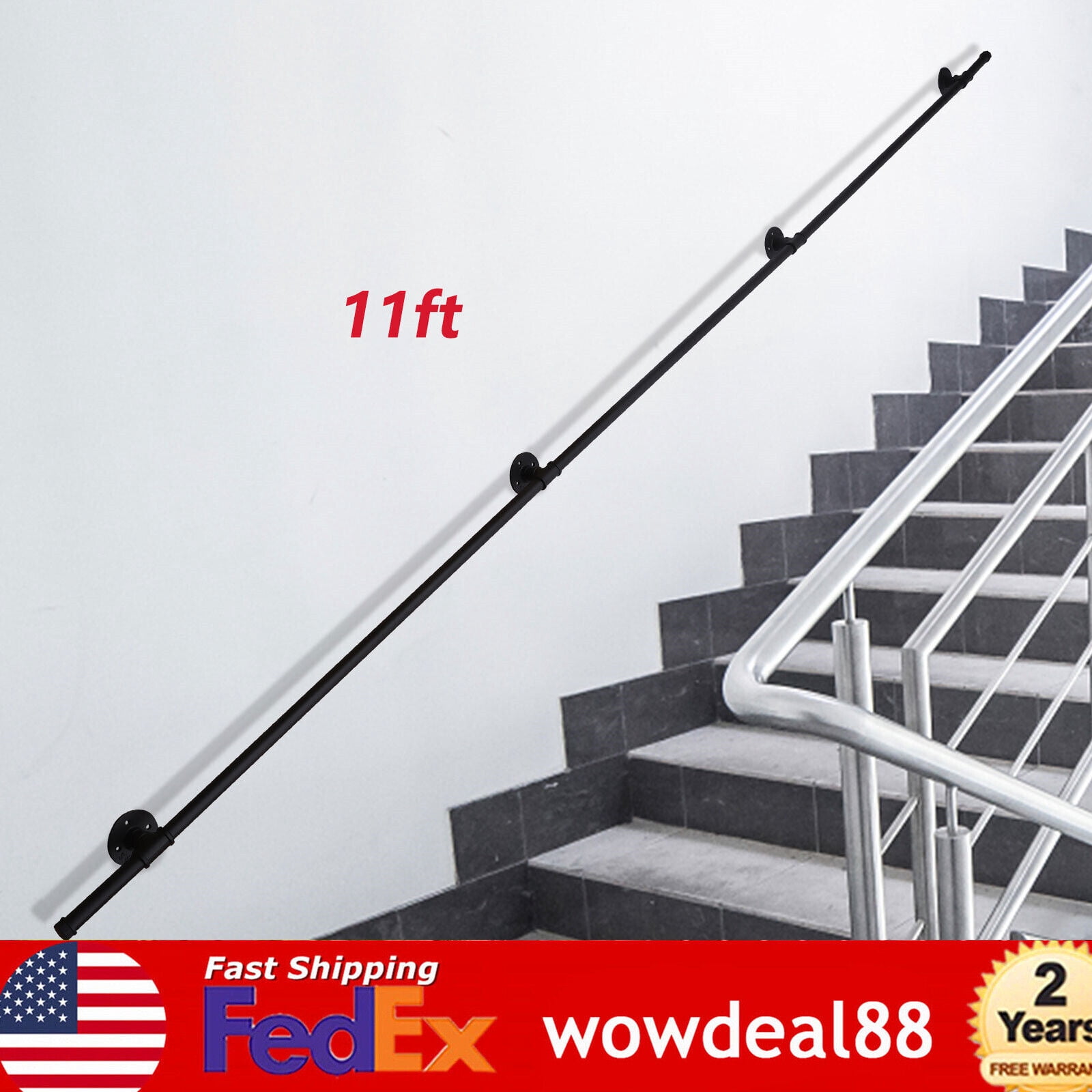 11ft Step Handrail Stair Railing For Step Handrail Outdoor Deck Hand