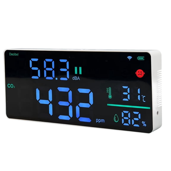 11in 4 in 1 Digital CO2 Monitor Sound Level Meter Thermometer Hygrometer Wall Mount Air Quality Tester