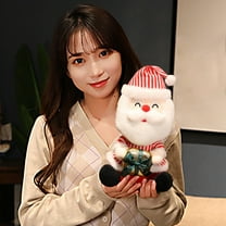 ​11in Cotton Santa Claus Plush Pillow - Soft Christmas Stuffed Doll & Decorative Cuddle Toy for Kids (Red Gift Set)​​ Red