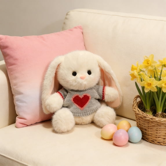11in Easter Plush Bunny Toy – Soft Stuffed Rabbit Decoration for Spring Home Decor, Holiday Display, Kids Gift, Nursery Companion for Easter Celebration