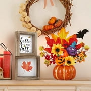 11in Fake Pumpkin Decor - Halloween & Thanksgiving Table Centerpiece (Realistic Fall Berries, Lightweight Plastic, Multipurpose Home & Office Ornament)