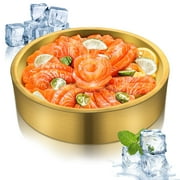 11in Gold Stainless Steel Ice Chilled Serving Trays, Appetizer Cold Serving Tray Platter with Ice, Iced Serving Tray for Parties, Cooling Shrimp Cocktail Serving Dish for Food Fruit
