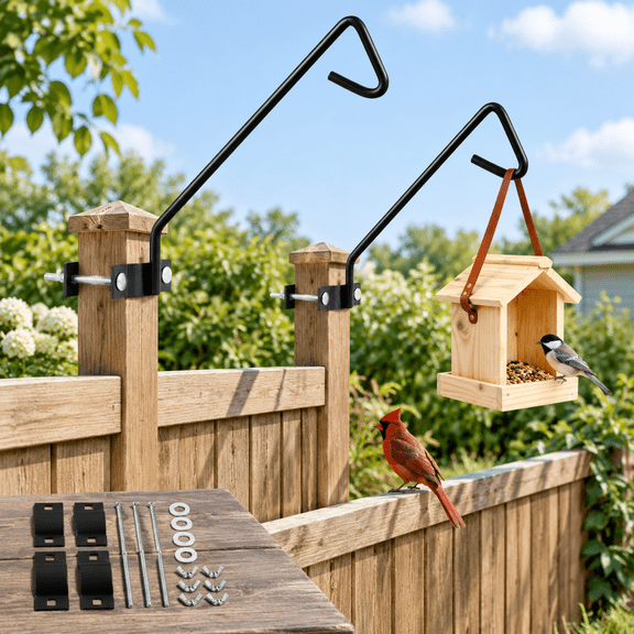11in Long Fence Hook-2 Packs Heavy Duty Deck Railing Hanger for Bird Feeders, Planters, Lanterns