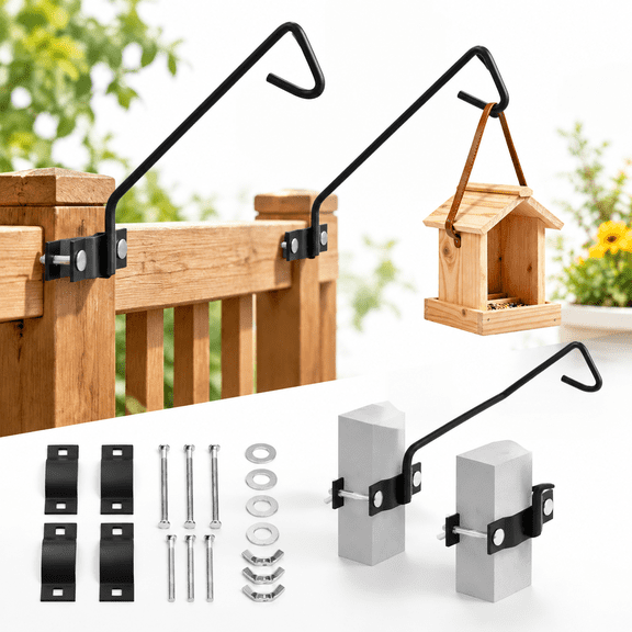 11in Long Fence Hook-2 Packs Heavy Duty Outdoor Hanging Mounting Kit for Feeders Planters Lanterns