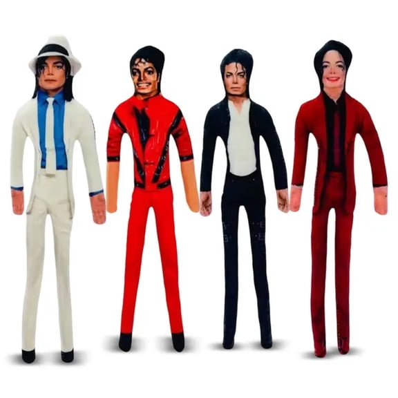 11in Retro Pop Musician Stuffed Doll, Michael Plush Figure with Dance Outfit, Music Fan Collectible Gift (4Pcs)