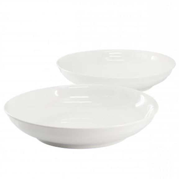 11in. Round White Ceramic Serving Bowl Set - 2 Piece - Dishwasher Safe