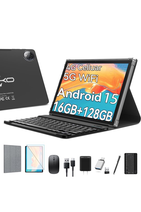 11inch Android 15 Tablet,Tablet with 128GB ROM 16GB RAM,4G LTE Tablet,5G WiFi+Cellular,MTK8786,Octa-Core,21MP Camera, Gemini AI 2.0