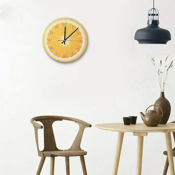 11inch Cartoon Fruits Digital Wall Clock Silent Watch for Children Room Decoration(Orange)