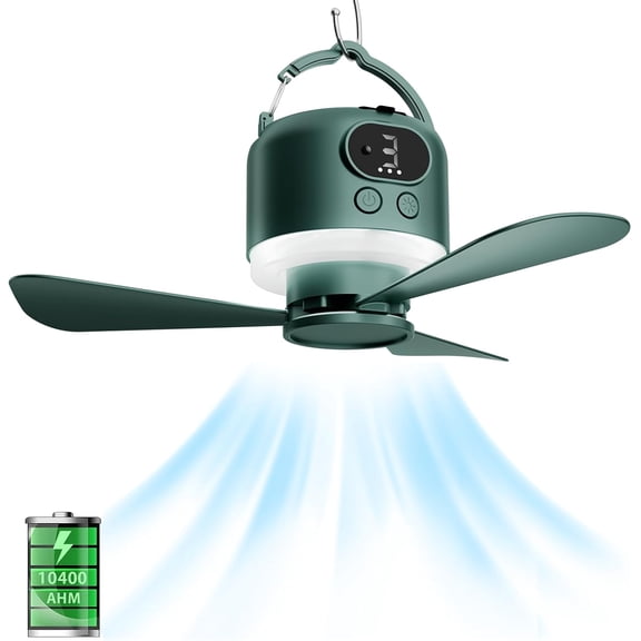 11inch Wireless Portable Ceiling Fan, Battery-Powered Tent Fan, Can Be Used as a Power Bank, 3-Speed Settings, Suitable for Camping, RVs, Outdoor Use
